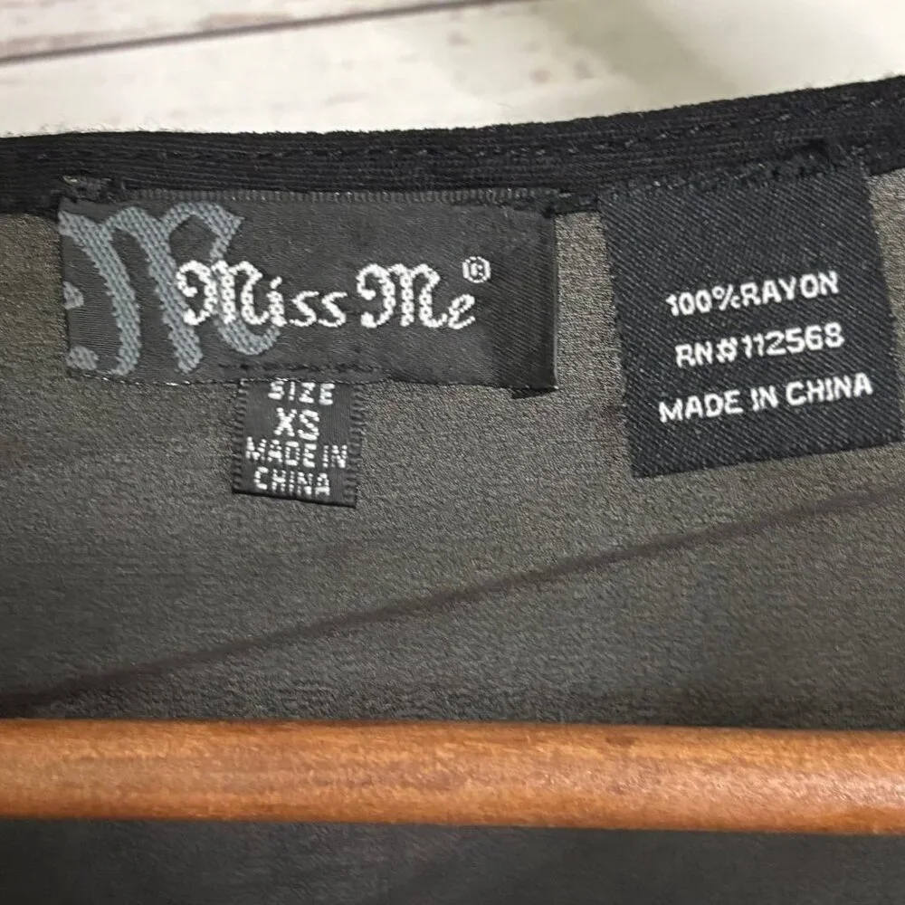 Miss Me Cocktail Hour Top‎ Blk Gld Blue Sequins XS